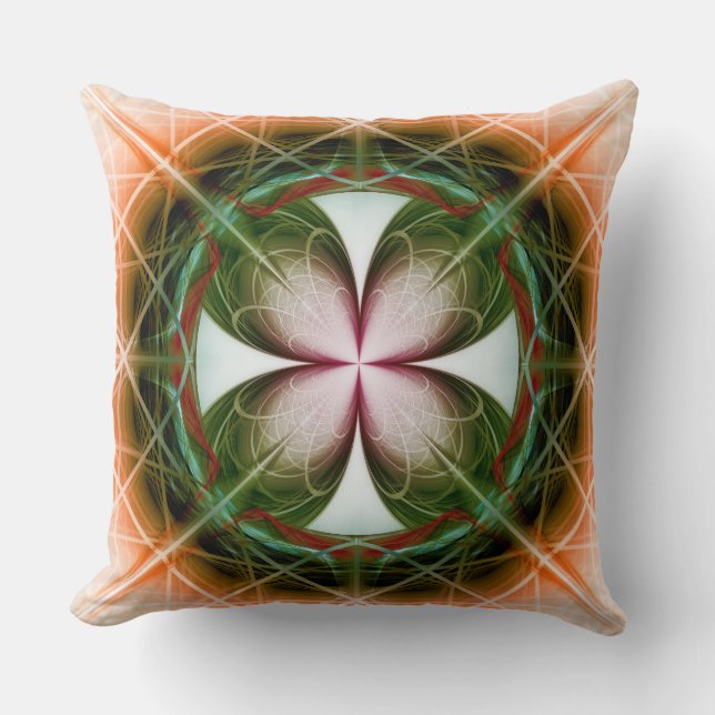 Coussin Ornement fleuri vert symétrique (Recto)