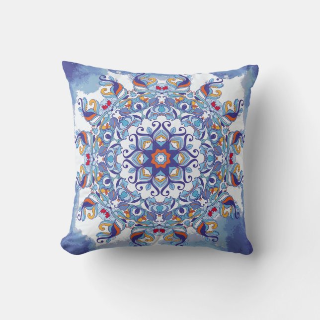 Coussin Ornement floral, design artistique. (Recto)