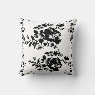 Coussin Ornement floral noir et blanc