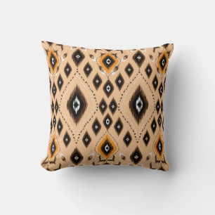 Coussin Ornement folklorique géométrique Ikat. Ethnie trib