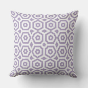 Coussin Ornement géométrique art déco lilas et blanc