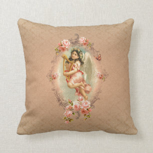 Coussin Ornement historique vintage de roses d'ange