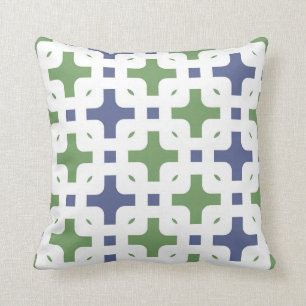 Coussin Ornement, moderne, blanc, vert olive, bleu marine