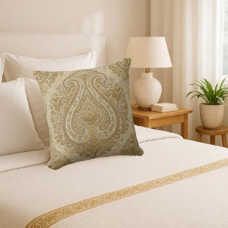 Coussin Ornementation dorée vintage Paisley Luxe Patrimoin
