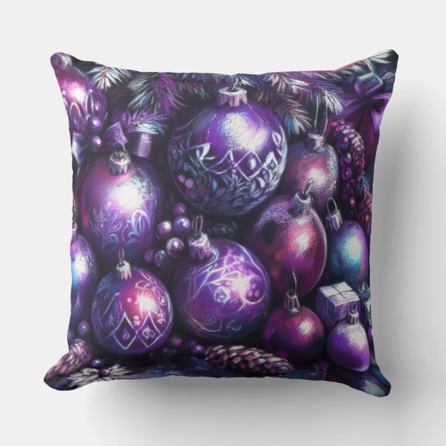 Coussin Ornements dans les nuances de la calèche violette (Recto)