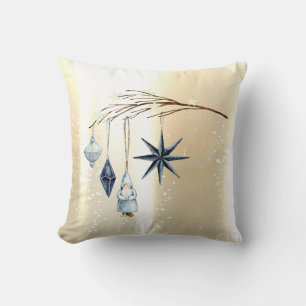 Coussin Ornements de branche d'arbre en or