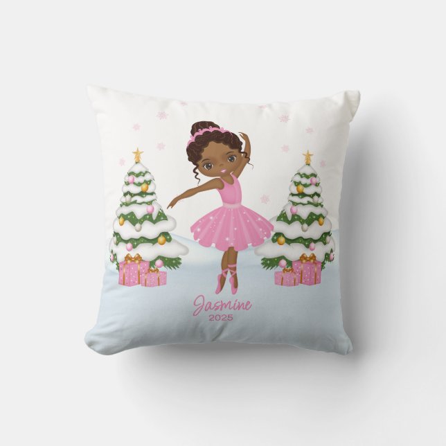 Coussin Ornements de Noël afro-américains Ballerina (Recto)