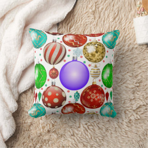 Coussin Ornements de Noël Balls colorés motif