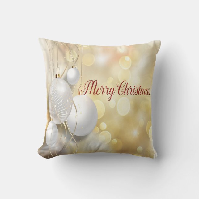 Coussin Ornements de Noël en or brillant élégants (Recto)