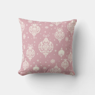 Coussin Ornements de Noël en rose pâle doux et élégant de