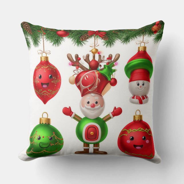 Coussin Ornements de Noël Festifs (Recto)