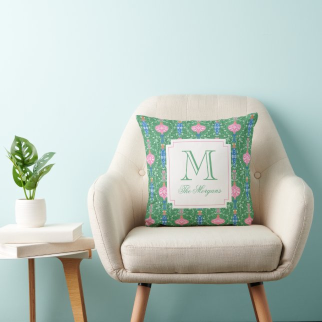Coussin Ornements de Noël festifs Monogramme (Chaise)