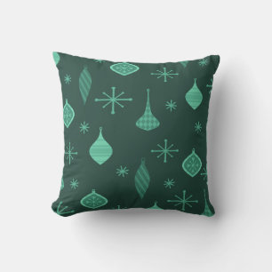 Coussin Ornements de Noël rétro Vert