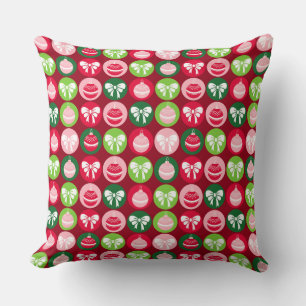 Coussin ornements de Noël Rétro vintage et rubans