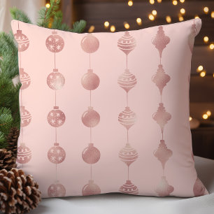 Coussin Ornements de Noël rose Gold Motif de vacances