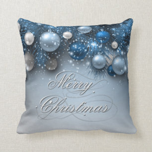 Coussin Ornements de vacances de Noël - bleus