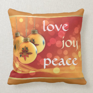 Coussin Ornements d'or de bénédictions de Noël de paix