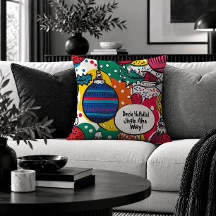 Coussin Ornements fantaisistes de Noël Taie d'oreiller déc