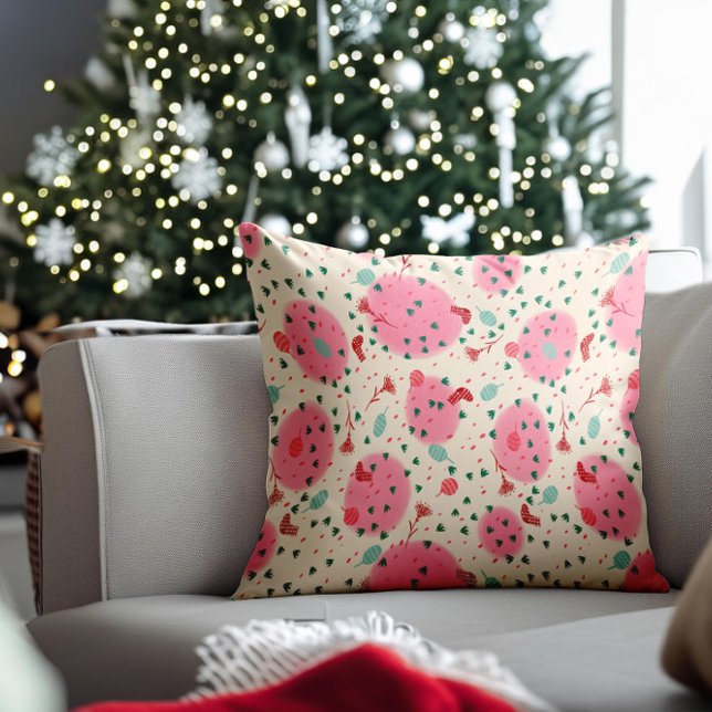 Coussin Ornements rose et bas – Noël rétro (Créateur téléchargé)
