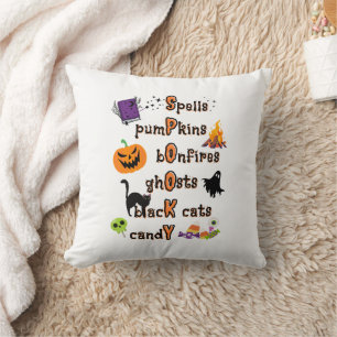 Coussin Orthographe éffrayante avec toutes choses Hallowee