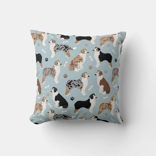 Coussin Os bergers australiens et pattes d'oreiller à lanc (Recto)