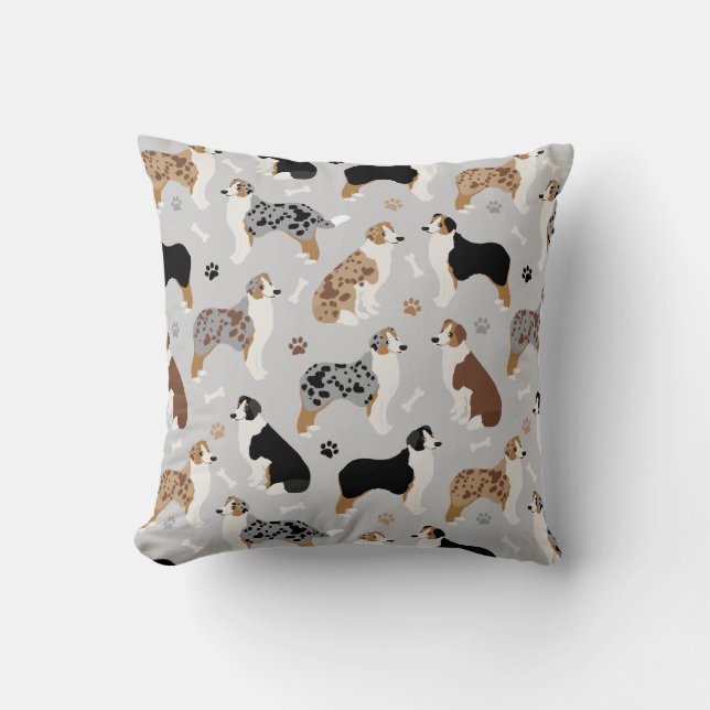 Coussin Os et pattes des bergers australiens (Recto)