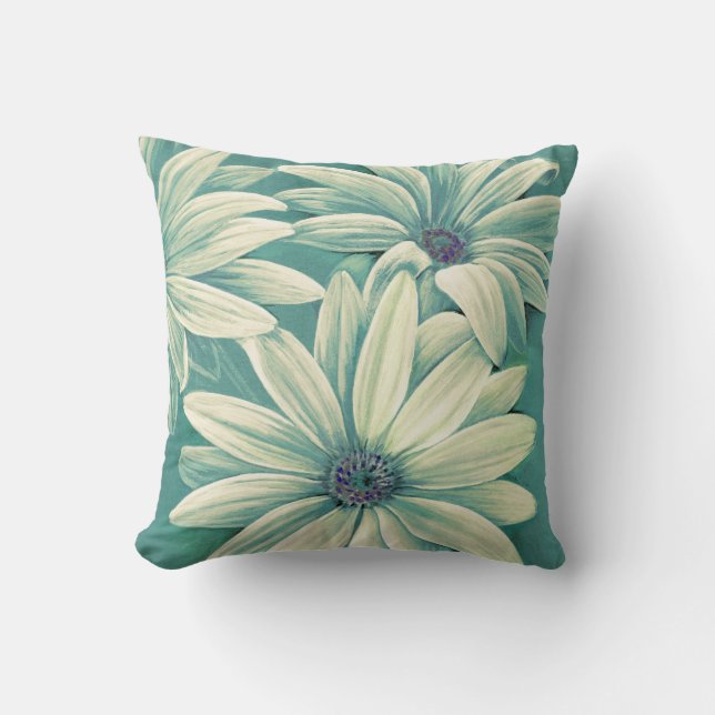 Coussin Ostéospermum crème verte (Recto)