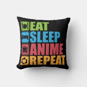 Coussin Otaku - Manger, Dormir, Anime, Répéter - Manga, Dr