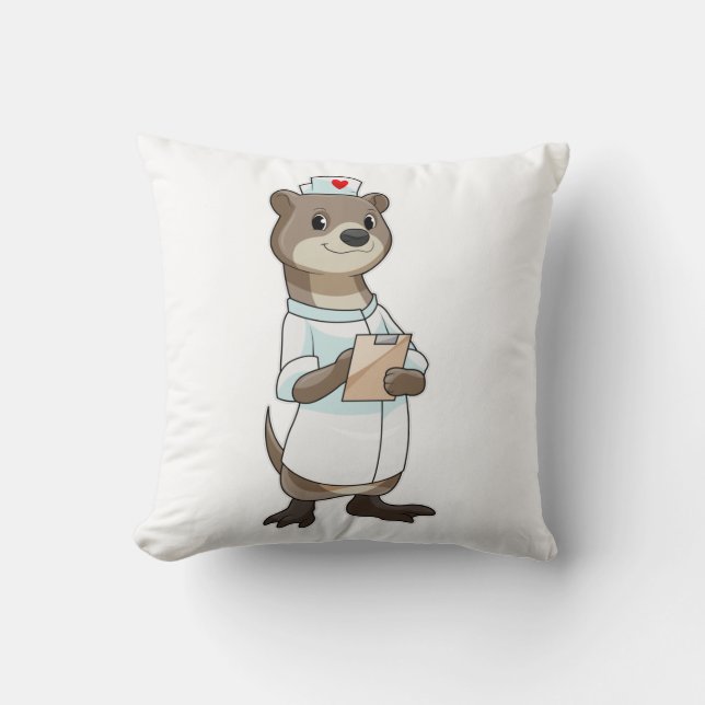 Coussin Otter comme infirmière avec coeur (Recto)