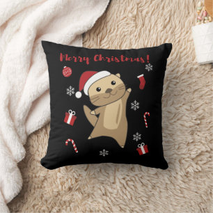 Coussin Otter Noël Neige Animaux d'hiver Otter