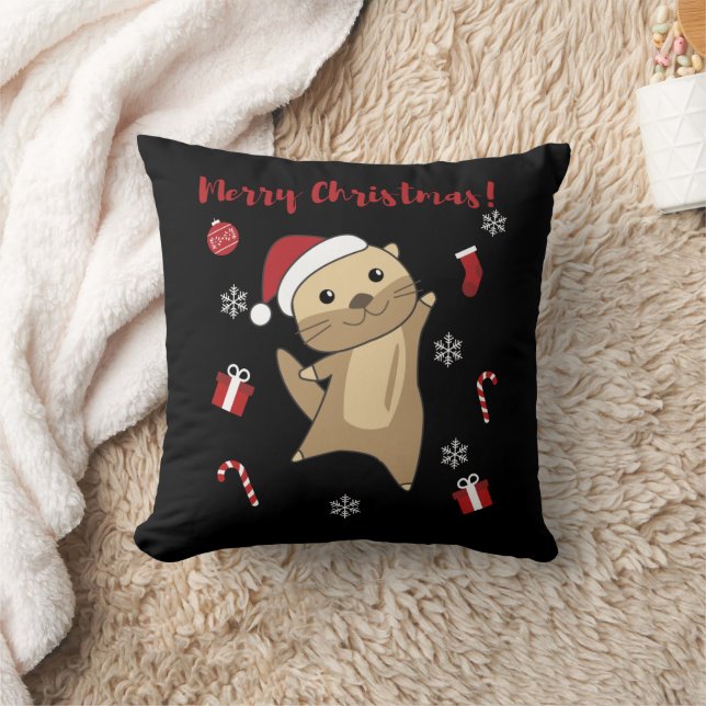 Coussin Otter Noël Neige Animaux d'hiver Otter (Couverture)