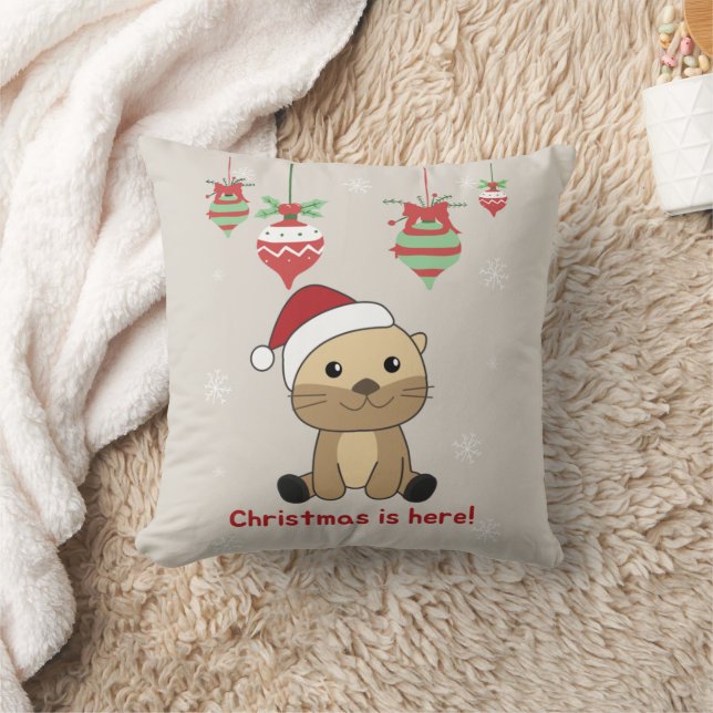 Coussin Otter Noël Neige Animaux d'hiver Otter Throw Pi (Couverture)