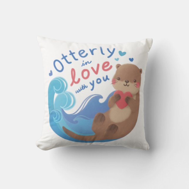 Coussin Otterly en amour avec toi (Recto)