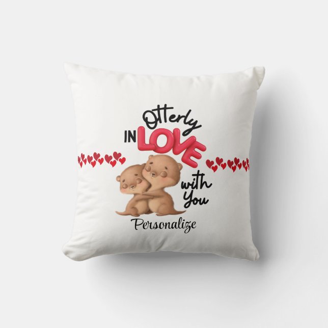 Coussin Otterly in Love with You ! - Bonne Saint Valentin (Recto)