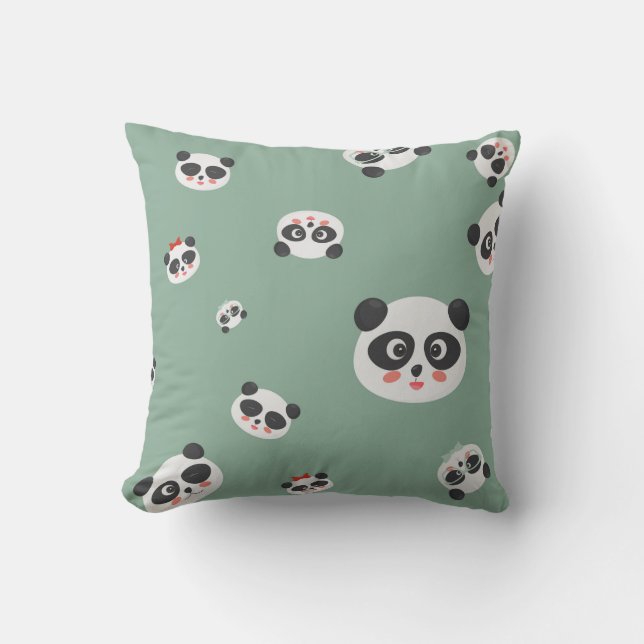 Coussin ou coussin mignon de visages de panda (Recto)