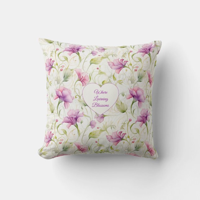 Coussin Où l'apprentissage fleurit (Recto)
