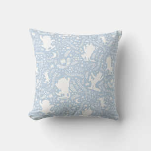 Coussin Où les choses sauvages le modèle floral bleu