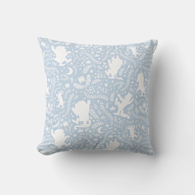 Coussin Où sont les choses sauvages motif floral bleu (Recto)