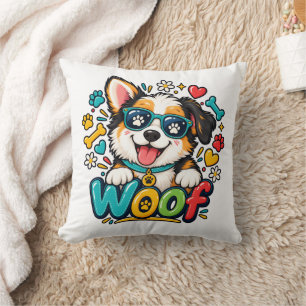Coussin Ouah Chiot Mignon Empreinte de Patte de Chien Cœur