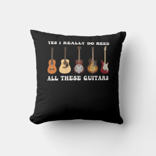 Coussin Oui J'Ai Vraiment Besoin De Toutes Ces Guitares
