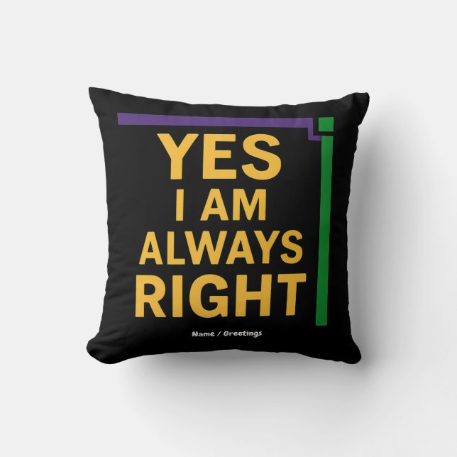 Coussin Oui Je suis toujours droit Math Enseignant Géométr (Recto)