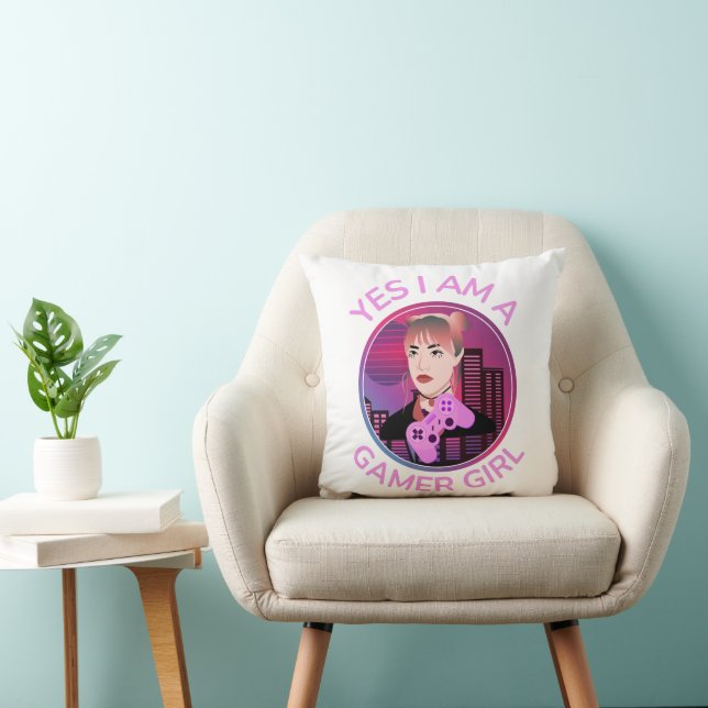 COUSSIN OUI JE SUIS UNE FILLE JOUEUSE (Chaise)