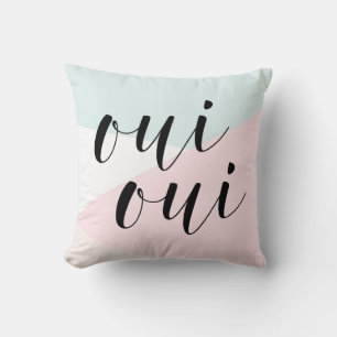 Coussin Oui Oui Moderne Calligraphie Blush & Blue Geometry