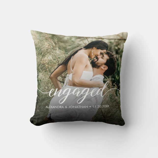 Coussin Our first Christmas Engaged Custom Photo Names  (Recto)