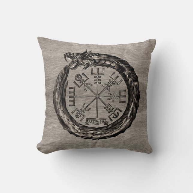 Coussin Ouroboros avec Vegvisir (Recto)