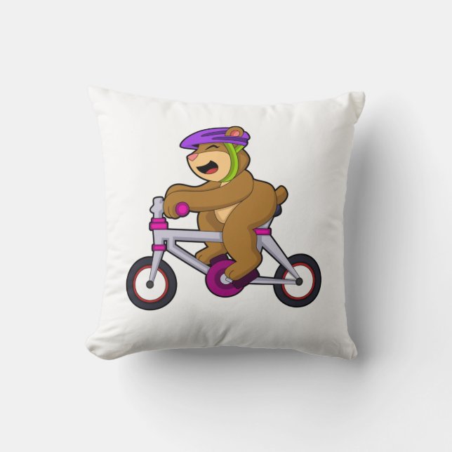 Coussin Ours avec vélo et casque (Recto)