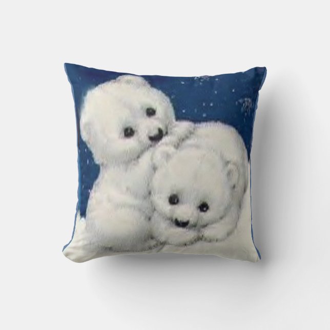 Coussin Ours blanc mignon CUB (Recto)