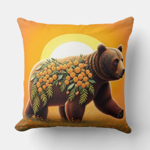 Coussin Ours Brun Majestueux