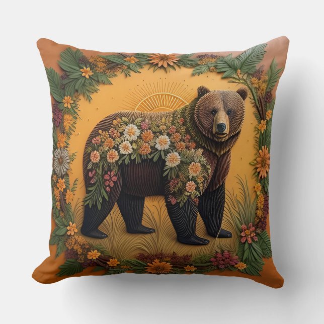 Coussin Ours Brun Majestueux (Recto)