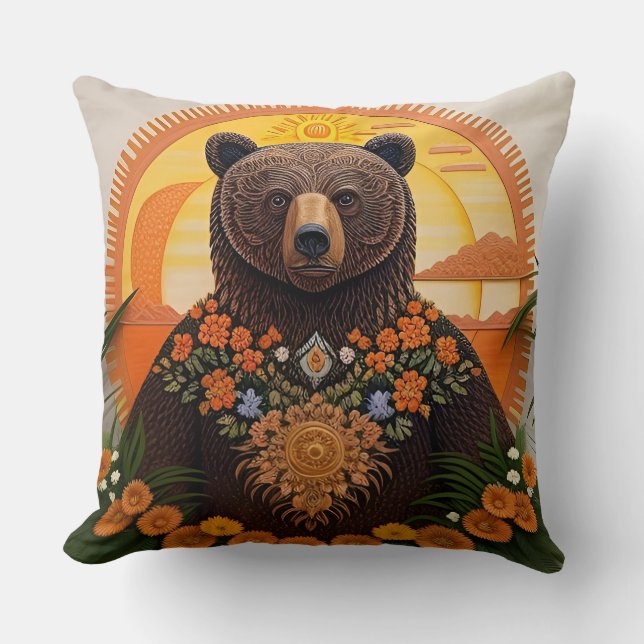 Coussin Ours brun majestueux  (Recto)